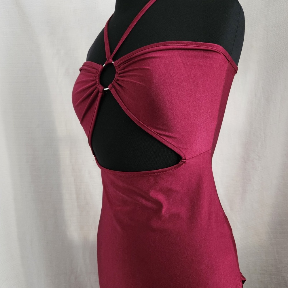 Halter Dress Woman's Sz L W/Cutout Side Slit Bodycon Party Cocktail Dress Sexy - Picture 2 of 9